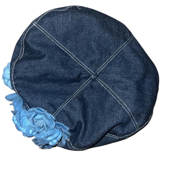 Blue Denim Women's Hat with Floral Accents - Picture 1 of 9